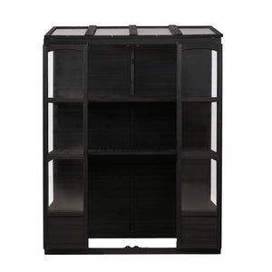English Elm TOPMAX 78-inch Wooden Greenhouse Walk-In with 4 Skylights, 2 Folding Shelves & Anti-Fall Stability Black SP100017AAB