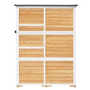 English Elm TOPMAX Outdoor 5.5ft Wood Storage Shed Cabinet with Waterproof Asphalt Roof, Lockable Doors, Sturdy Natural SP100016AAL