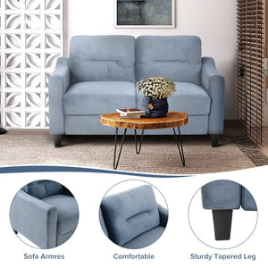 English Elm Couch Stylish Loveseat Sectional Sofa In Soft Blue-Grey Chenille For Small Spaces & Cozy Living Rooms W2121137322