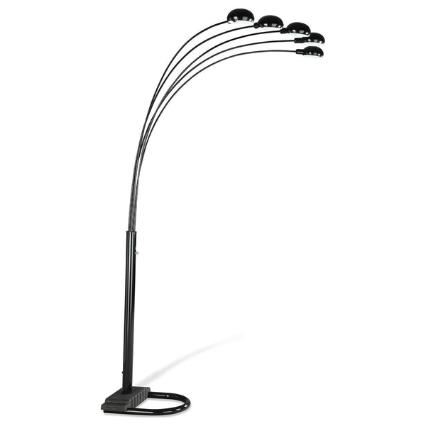 English Elm Satin 5-Arm Black Floor Lamp with Dimmer, 86" Tall Modern Metal Arc Light for Reading & Games B062P153730