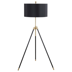 English Elm Black Tripod Drum Shade Floor Lamp with Gold Finish, Adjustable 47–63" Height, 3-Way Rotary Switch, E26-Compatible Bulb B062P153722