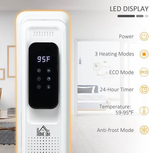 English Elm 24.75" Ceramic Electric Space Heater with Oscillation, Remote, Timer & Safety Shutoff, 1500W White W2225P155072
