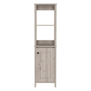 English Elm Linen Tall Bathroom Storage Cabinet 62" High with Five Open Shelves and Adjustable Interior Shelving Gray 33.85 L x 22.83 W x 7.09 H B097133249