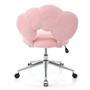 English Elm 360°swivel Teddy Fabric Home Office Chair with Ergonomic Arc Back and Adjustable Seat Pink W680P143449