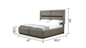 English Elm Modern Dunhill Queen Bed with LED Headboard, Solid & Engineered Wood Platform, Integrated Lighting B009S01308