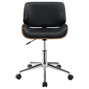 English Elm Black Walnut Swivel Office Chair with Chrome Base, Leatherette Upholstery, Adjustable Height Comfort Stylish Home Seating B062P153788