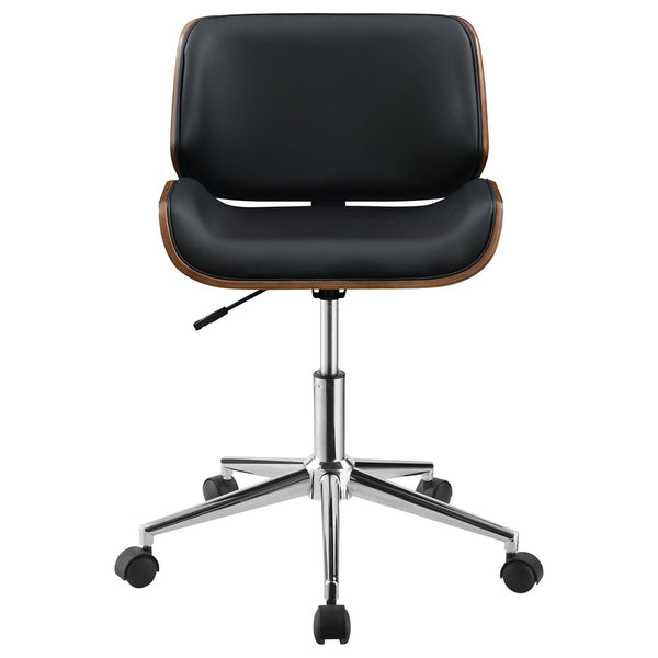 English Elm Black Walnut Swivel Office Chair with Chrome Base, Leatherette Upholstery, Adjustable Height Comfort Stylish Home Seating B062P153788