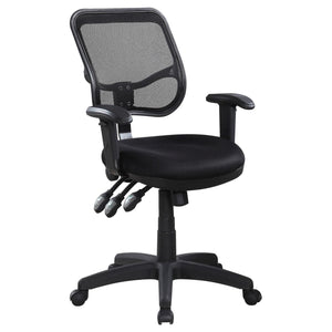 English Elm Black Bonded Leather Swivel Office Chair with Mesh Back, Adjustable Height Tilt & Armrests for Comfort B062P153787