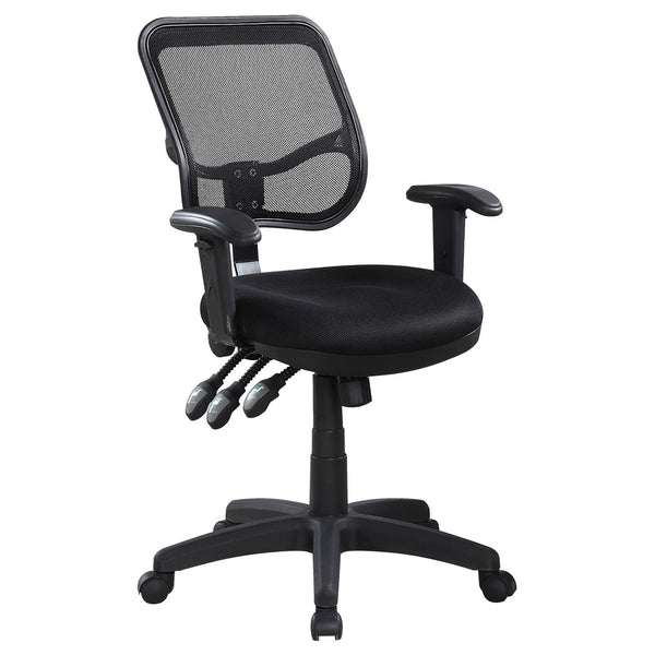 English Elm Black Bonded Leather Swivel Office Chair with Mesh Back, Adjustable Height Tilt & Armrests for Comfort B062P153787