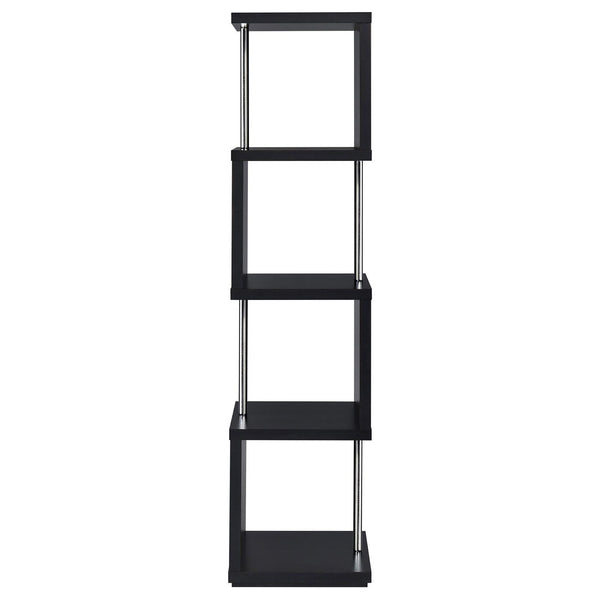 English Elm Black Sinuous 4-Tier Bookcase in White & Chrome Finish — Sculptural Stacked Shelves for Artful Display B062P153775