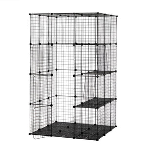 English Elm 3-tier Iron Mesh Cat Enclosure Large Indoor Outdoor Kennel with Ramps and Lockable Doors W2181P155328