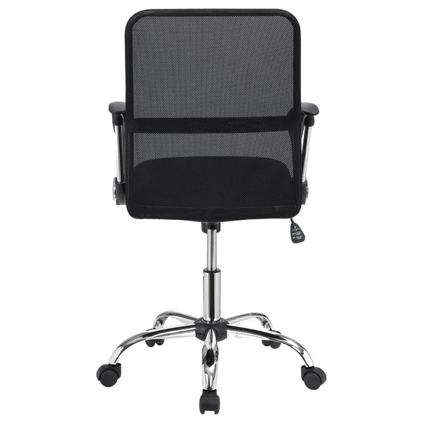 English Elm Black Mesh Swivel Office Chair with Chrome Arms and Casters — Ergonomic Height, Tilt Lock, Sleek Support B062P153790