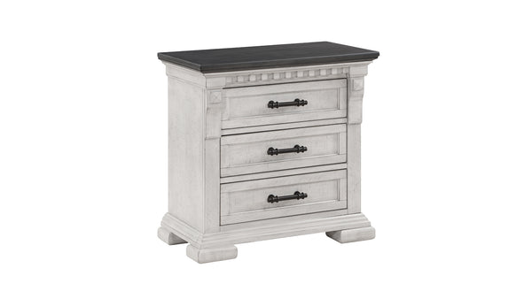 English Elm Transitional Faith 3-Drawer Nightstand in Antique White — Solid Wood, Compact Traditional Design, Smart Storage B009P155296