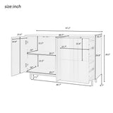 English Elm Wave Pattern Storage Cabinet With 2 Doors and 2 Drawers, Adjustable, Suitable For Study,Entrance and Living Room