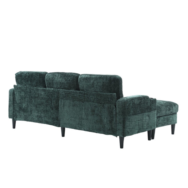 English Elm United We Win Chenille Sectional Sofa with Storage Ottoman and Dual Cup Holders Emerald W1568142741