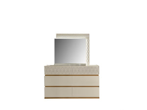 English Elm Delfano Modern Rectangular Mirror with Gold-Cream Wood Frame, LED Lighting, Durable Solid & Engineered Wood Finish B009P155273