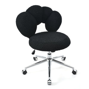English Elm 360°swivel Teddy Fabric Home Office Chair with Ergonomic Arc Back and Adjustable Seat Black W680P143502