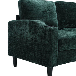 English Elm United We Win Chenille Sectional Sofa with Storage Ottoman and Dual Cup Holders Emerald W1568142741