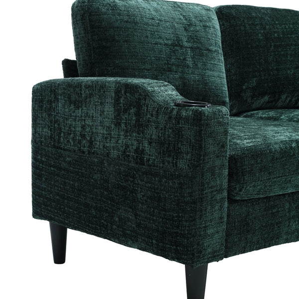 English Elm United We Win Chenille Sectional Sofa with Storage Ottoman and Dual Cup Holders Emerald W1568142741