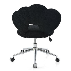 English Elm 360°swivel Teddy Fabric Home Office Chair with Ergonomic Arc Back and Adjustable Seat Black W680P143502