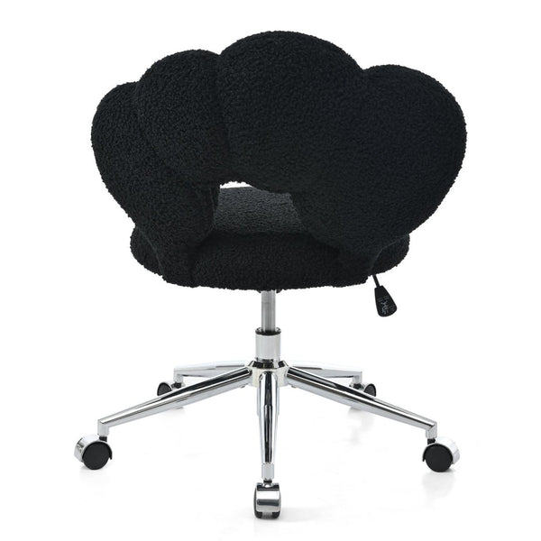 English Elm 360°swivel Teddy Fabric Home Office Chair with Ergonomic Arc Back and Adjustable Seat Black W680P143502