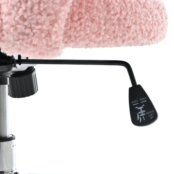 English Elm 360°swivel Teddy Fabric Home Office Chair with Ergonomic Arc Back and Adjustable Seat Pink W680P143449