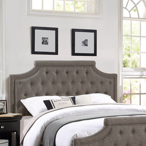 English Elm Modern Tufted Polyfiber Queen Bed Frame with Button Headboard and Footboard, Elegant American Traditional Design Brown 48 L x 5 W x 68 H B011S00691