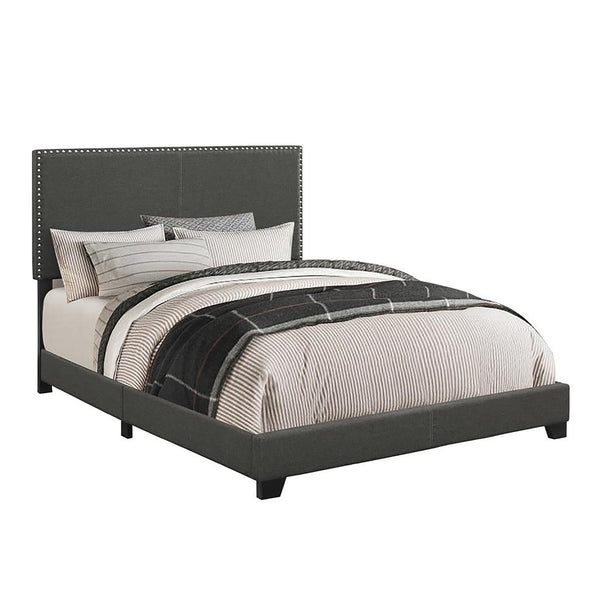 English Elm Charcoal Full Bed With Chrome Nailhead Trim – Elegant Upholstered Design For Modern & Classic Spaces B062P153533