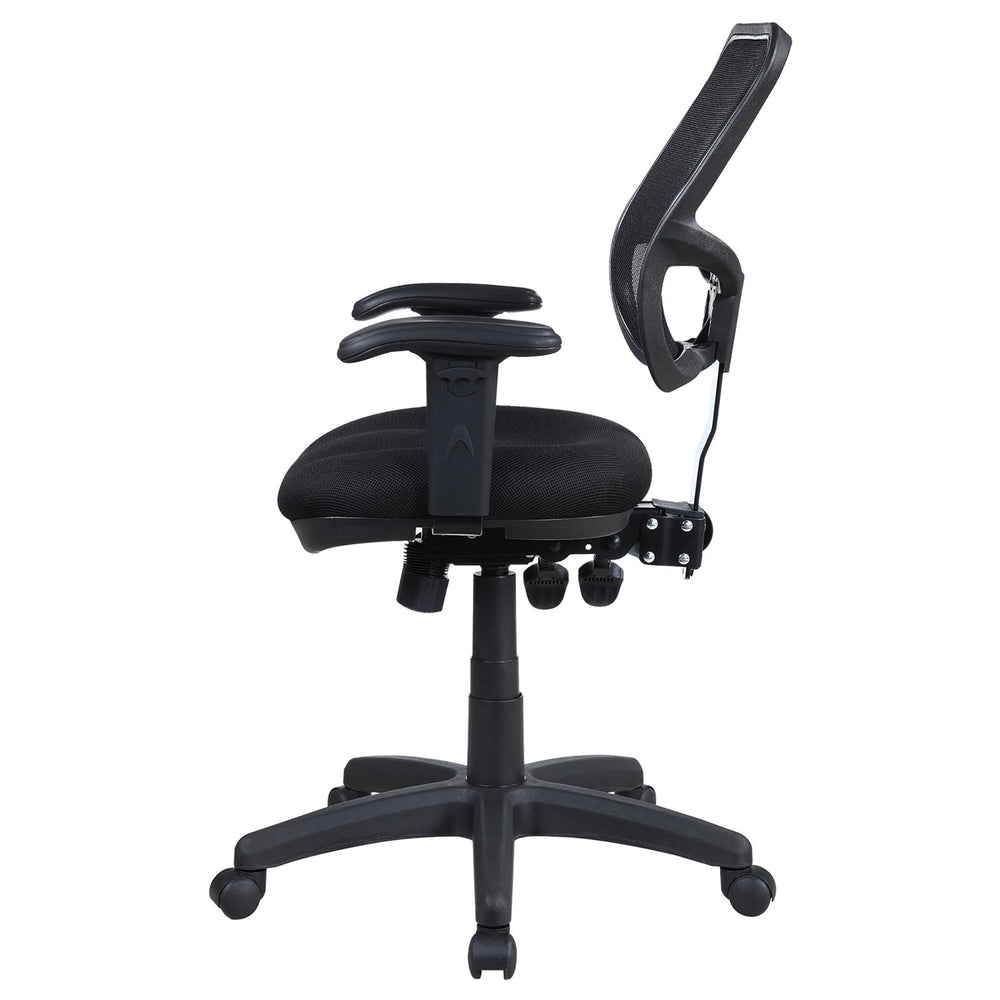 English Elm Black Bonded Leather Swivel Office Chair with Mesh Back, Adjustable Height Tilt & Armrests for Comfort B062P153787