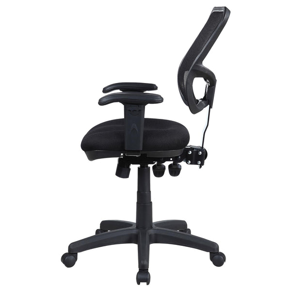 English Elm Black Bonded Leather Swivel Office Chair with Mesh Back, Adjustable Height Tilt & Armrests for Comfort B062P153787