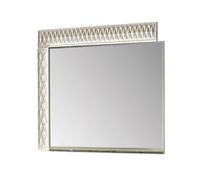English Elm Delfano Modern Rectangular Mirror with Gold-Cream Wood Frame, LED Lighting, Durable Solid & Engineered Wood Finish B009P155273