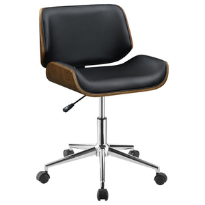 English Elm Black Walnut Swivel Office Chair with Chrome Base, Leatherette Upholstery, Adjustable Height Comfort Stylish Home Seating B062P153788
