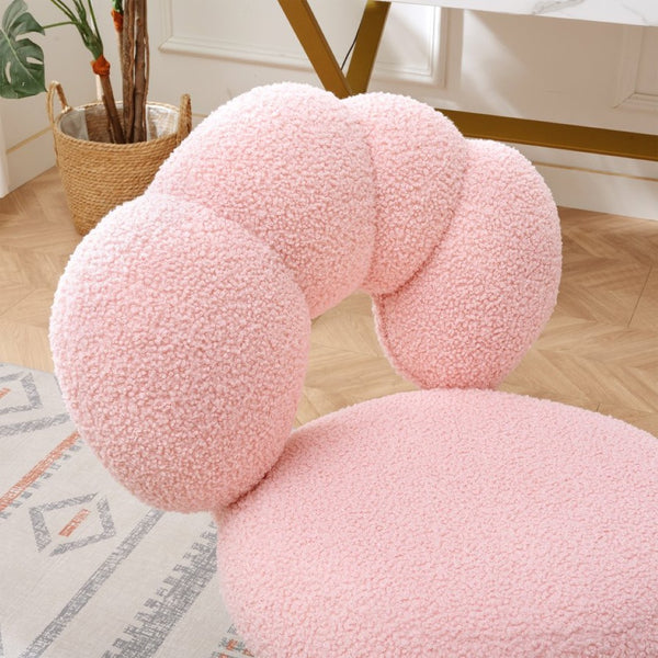 English Elm 360°swivel Teddy Fabric Home Office Chair with Ergonomic Arc Back and Adjustable Seat Pink W680P143449