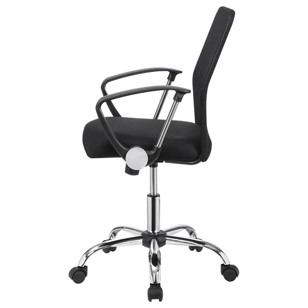 English Elm Black Mesh Swivel Office Chair with Chrome Arms and Casters — Ergonomic Height, Tilt Lock, Sleek Support B062P153790