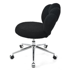 English Elm 360°swivel Teddy Fabric Home Office Chair with Ergonomic Arc Back and Adjustable Seat Black W680P143502