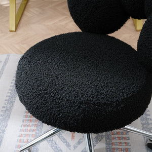 English Elm 360°swivel Teddy Fabric Home Office Chair with Ergonomic Arc Back and Adjustable Seat Black W680P143502
