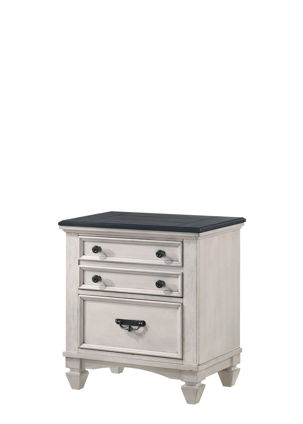 English Elm Beautiful Sawyer Two-Tone Nightstand with 2 Drawers, Metal Pulls & Tapered Legs — 25"x15.8"x26.6" B011P155308