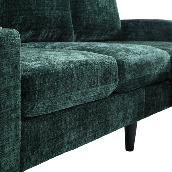 English Elm United We Win Chenille Sectional Sofa with Storage Ottoman and Dual Cup Holders Emerald W1568142741
