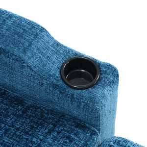 English Elm United We Win Chenille Sectional Sofa with Storage Ottoman and Dual Cup Holders Teal W1568142739