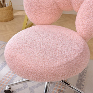 English Elm 360°swivel Teddy Fabric Home Office Chair with Ergonomic Arc Back and Adjustable Seat Pink W680P143449