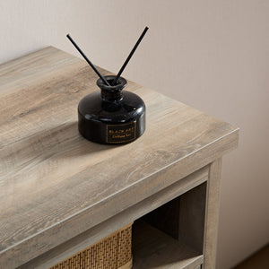 English Elm Farmhouse Barn Door TV Media Stand Gray Wash Wood Grain Console for TVs up to 65" with Open & Closed Storage and Cable Management — 61.8"L x 18.9"W x 30.3"H W2275P149121