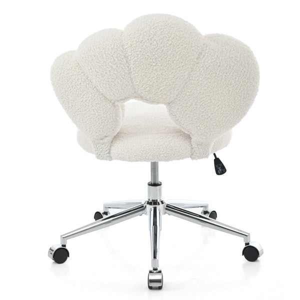 English Elm 360°swivel Teddy Fabric Home Office Chair with Ergonomic Arc Back and Adjustable Seat White W680P143486