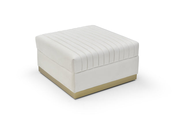 English Elm Contemporary Velvet Channel Tufted Oversized Ottoman — Modern Upholstered Footrest for Living Space Beige W1117P147305