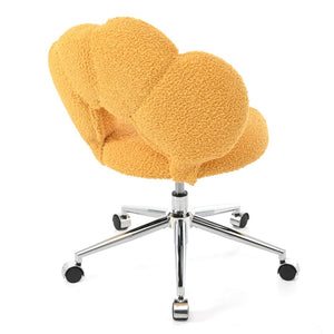 English Elm 360°swivel Teddy Fabric Home Office Chair with Ergonomic Arc Back and Adjustable Seat Yellow W680P143491