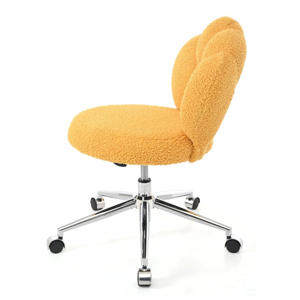 English Elm 360°swivel Teddy Fabric Home Office Chair with Ergonomic Arc Back and Adjustable Seat Yellow W680P143491