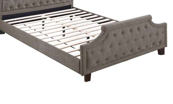 English Elm Modern Tufted Polyfiber Queen Bed Frame with Button Headboard and Footboard, Elegant American Traditional Design Brown 48 L x 5 W x 68 H B011S00691