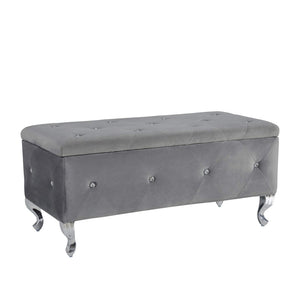 English Elm Tufted Velvet Storage Bench with Crystal Buttons for Bedroom Entryway Footrest W2268P146701