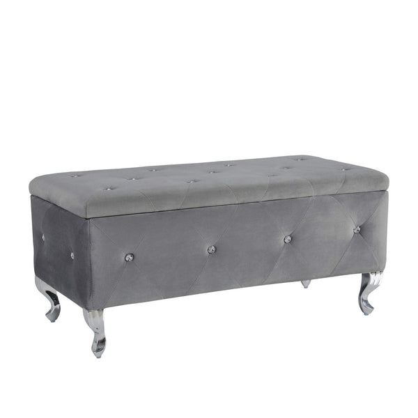 English Elm Tufted Velvet Storage Bench with Crystal Buttons for Bedroom Entryway Footrest W2268P146701