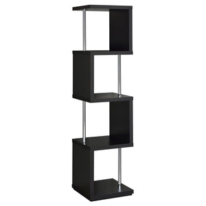 English Elm Black Sinuous 4-Tier Bookcase in White & Chrome Finish — Sculptural Stacked Shelves for Artful Display B062P153775