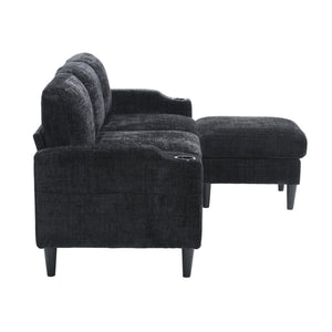 English Elm United We Win Chenille Sectional Sofa with Storage Ottoman and Dual Cup Holders W1568142742